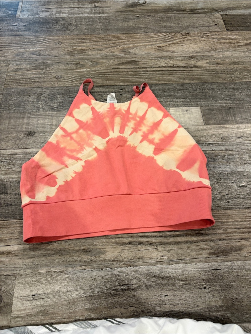 JoyLab Coral and Cream Tie-Dye Cropped Tank
